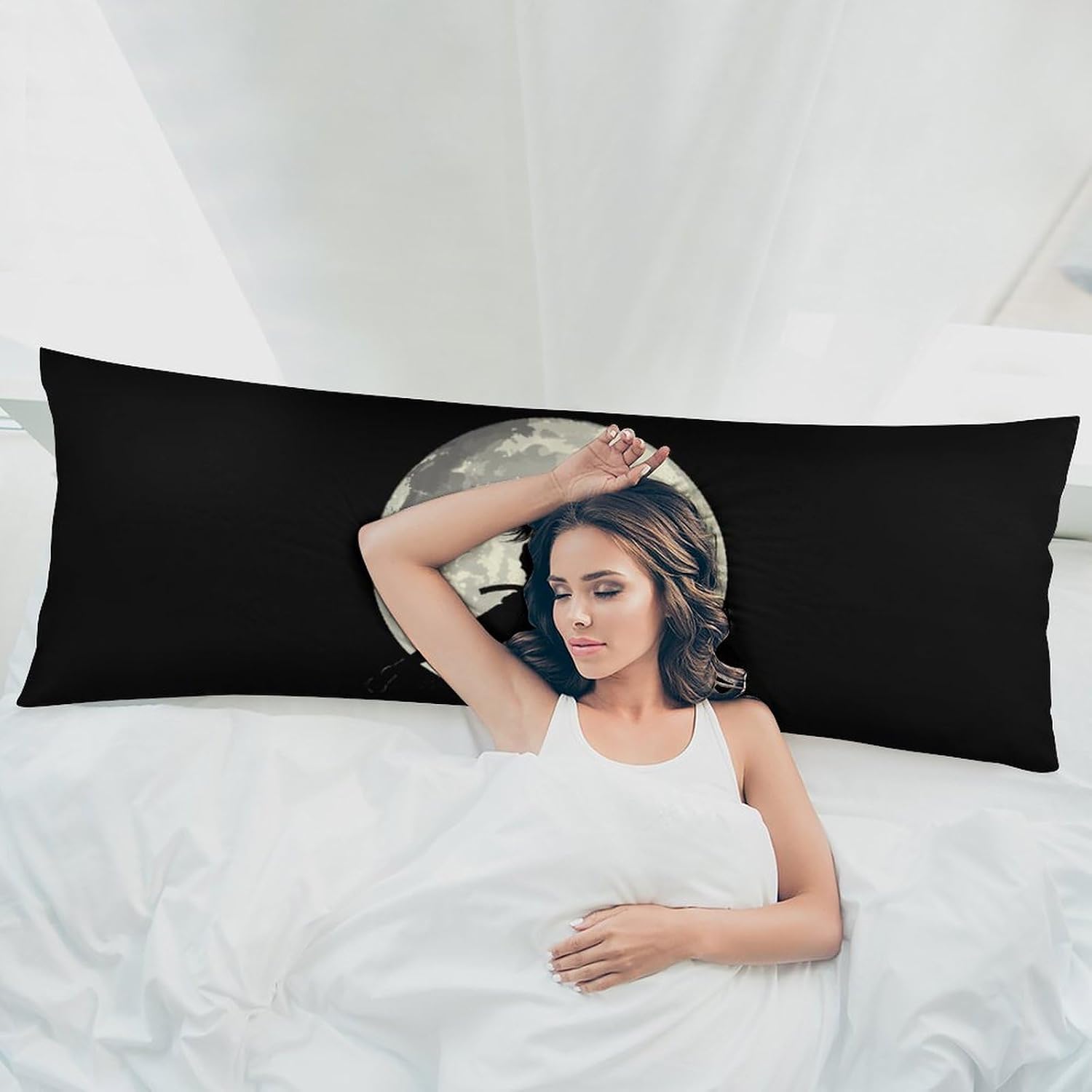 Taekwondo Girl in The Moon Polyester Body Pillow Cover 20×54 Inches Pillowcase Long Cushion Protectors for Bedroom
