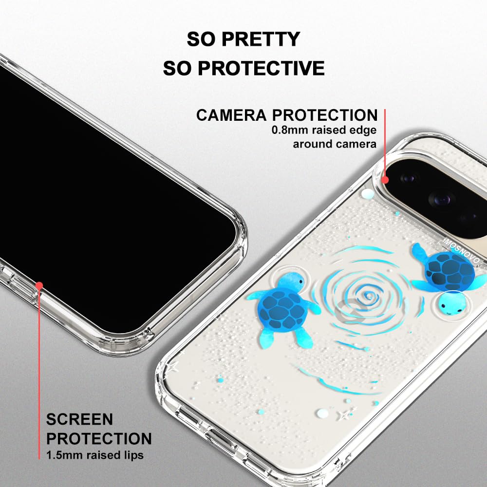 MOSNOVO Case for Google Pixel 10 & Pixel 10 Pro, [Buffertech 6.6ft Military-Grade Drop Protection] [Anti Peel Off Tech] Clear TPU Bumper Phone Case Cover Design - Cute Cherry — view 374