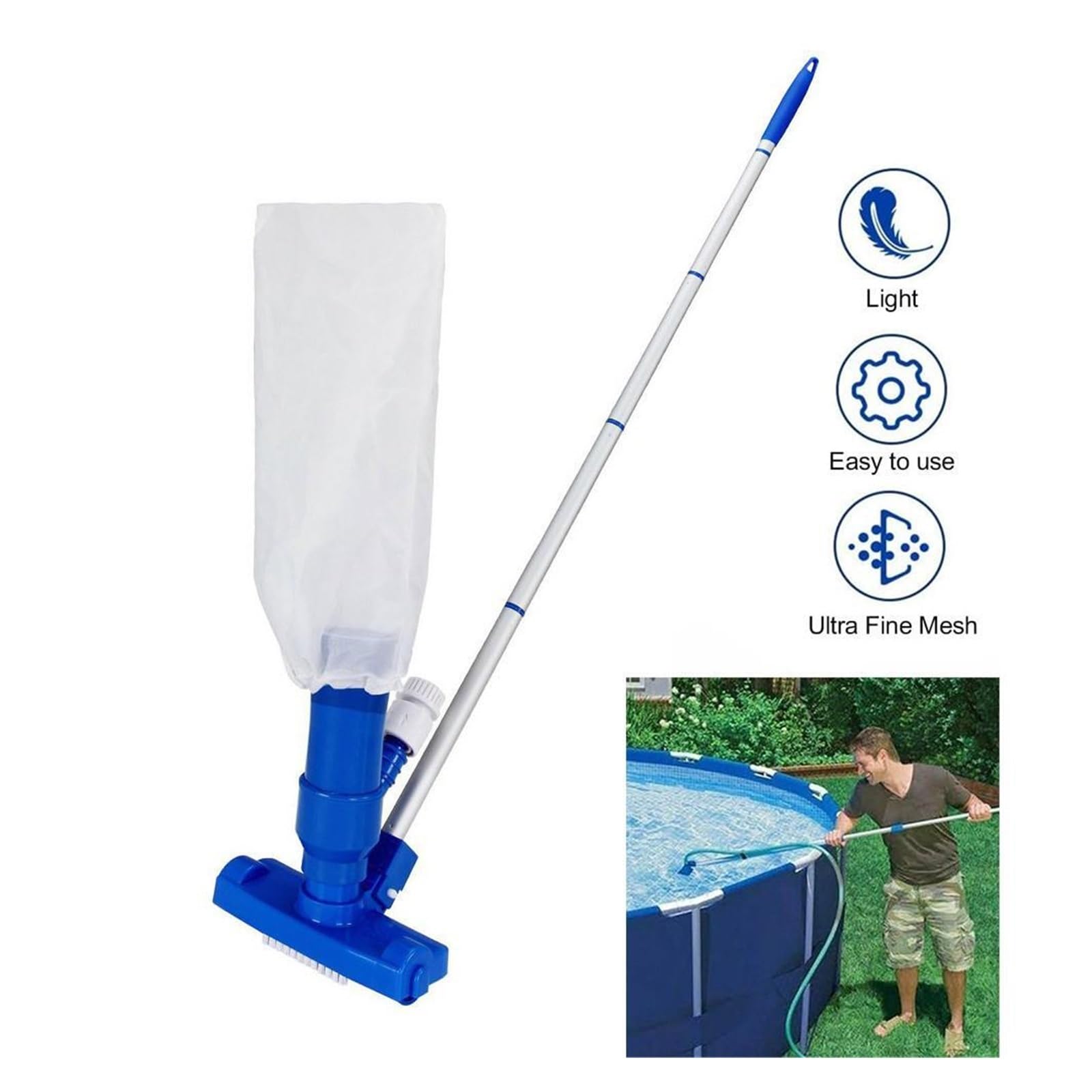 Szczotka do odkurzacza Jet Zestaw do basenu Głowica odkurzająca Z workiem na szczoteczki Adapter do węża Narzędzie do czyszczenia Akcesoria do basenów Spa Pond Tools