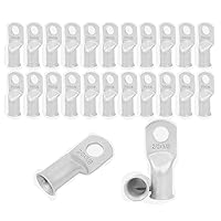 Vista 32 de 1/0 AWG 1/4" Stud (25 piezas), Terminal de Anillo de Batería de Servicio Pesado, Conectores de Calibre 0, Lengüetas de Alambre de Cobre de 1/0