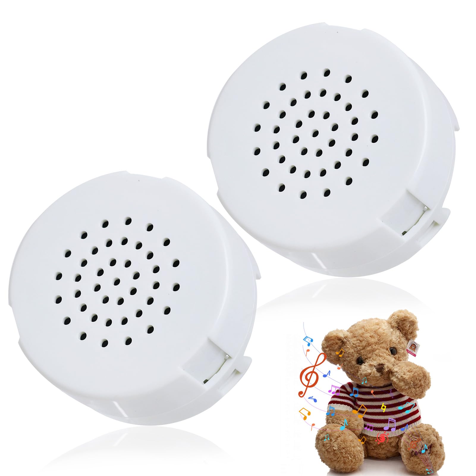 2pcs 60 Seconds Mini Voice Recorder for Teddy Bear Recordable Button Sound Box for DIY Gifts Voice Recorder Device for Kids Voice Box Message Voice Recorder for Personalized Talking Plush Toys White