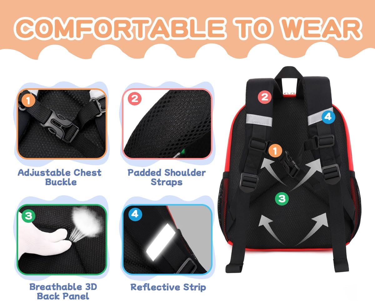 Toddler Backpack,12inch Preschool Backpack for Kids Boys and Girls 2-4 Kindergarten Preschool Bookbag with Chest Buckle (Purple Pink, Small) - Image 8