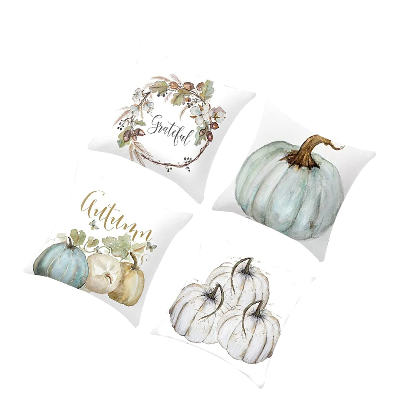 Artibetter 4pcs Halloween Throw Pillow Cover Pumpkin Printed Square Throw Pillow Case Sofa Couch Cushion Cover Fall Autumn Home Decor for Couch Bed Sofa Pillow