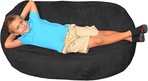 Miniatura 127 de Comfy Sacks - Puf de espuma viscoelástica de 7.5 pies, tumbona de piel sintética color negro Piel sintética, color negro,Piel sintética de color