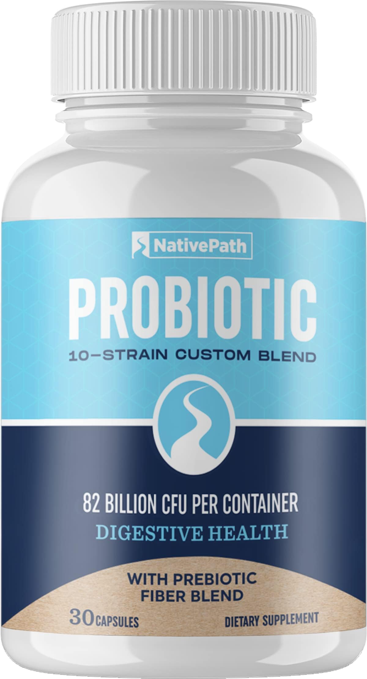NativePathDaily Probiotic - 10-Strain Custom Blend Digestive and Immune Health Support - 30-Day Supply - 50 Billion CFUs - High Potency with Prebiotic Fiber - Professional Grade - Premium Quality