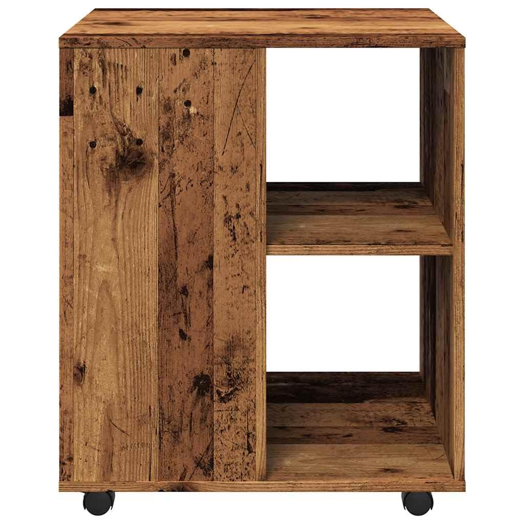 vidaXL Armoire à roulettes Vieux Bois 60x53x72 cm Bois d'ingénierie, Armoire, Armoire de Bureau roulante, Organisateur de Maison, Armoire de Rangement