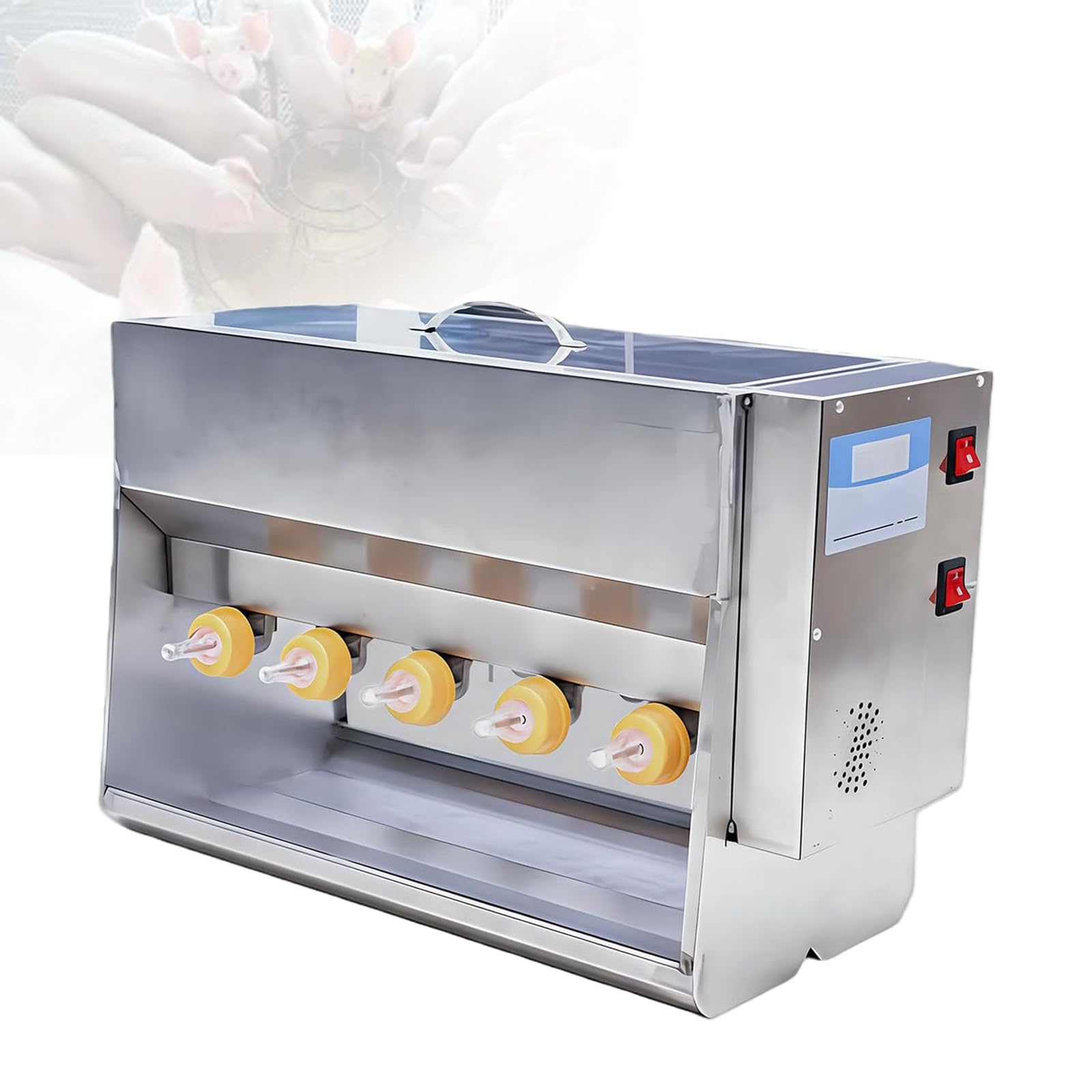 Ferkel Stillflasche Feeder 15L 20L, Edelstahl Lamm Futterstation mit 10-14 Silikon Schnuller, für Neugeborene Tiere Trinkmilch