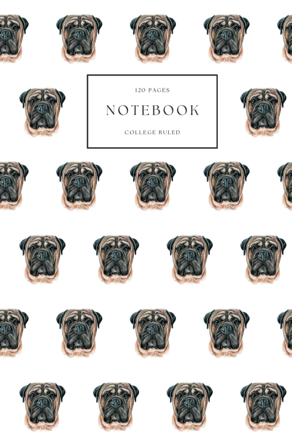 Notebook College Ruled: Bullmastiff Watercolour Notepad, Lined Dog Journal, 60 Sheets (120 Pages), 6" x 9"