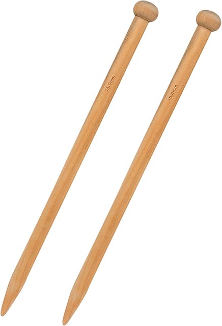 Coopay Chunky Knitting Needle 15mm, Huge Bamboo Knitting Needle for Blanket Scarf and Larger Knitting Project, Jumbo Wooden Knitting Pins for Arthritic Fingers, Lightweight Solid Wood, 35cm Long