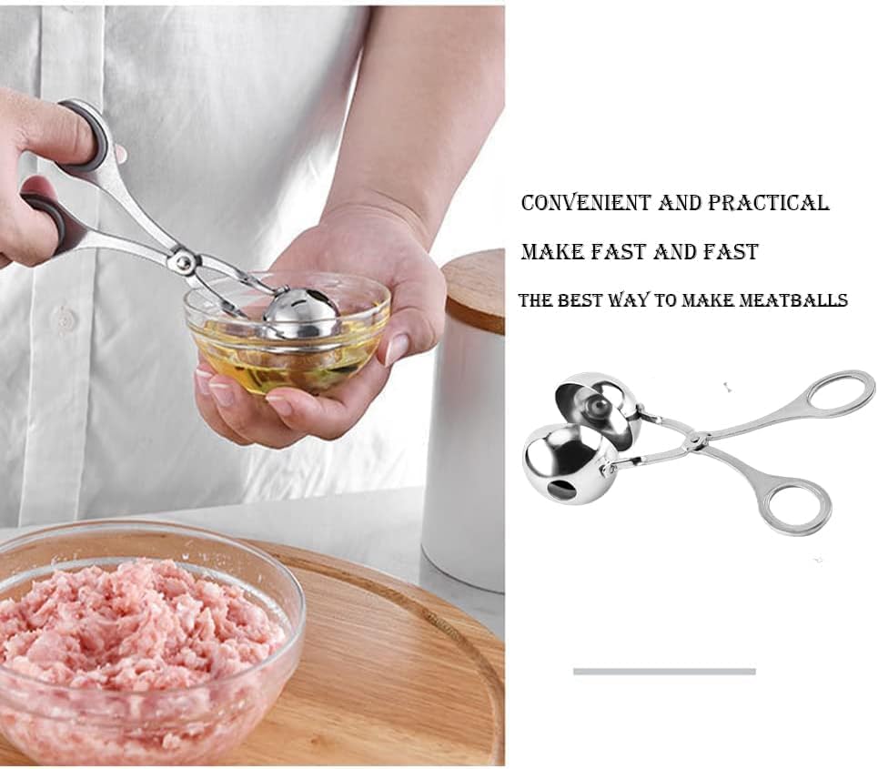 Homaxa Stainless Steel Meatball Clip Maker, Kitchen Ordinary Meatball Machine, Rice Balls, Fish Balls, Essential Tools for Home Kitchen | Pack 1 | Silver 3