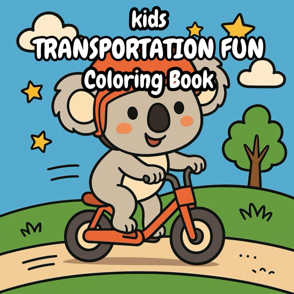Kids Transportation Fun Coloring Book: 40 Fun Coloring Pages Featuring Animals on Cars, Bikes, Trucks & More for Kids Ages 4–12