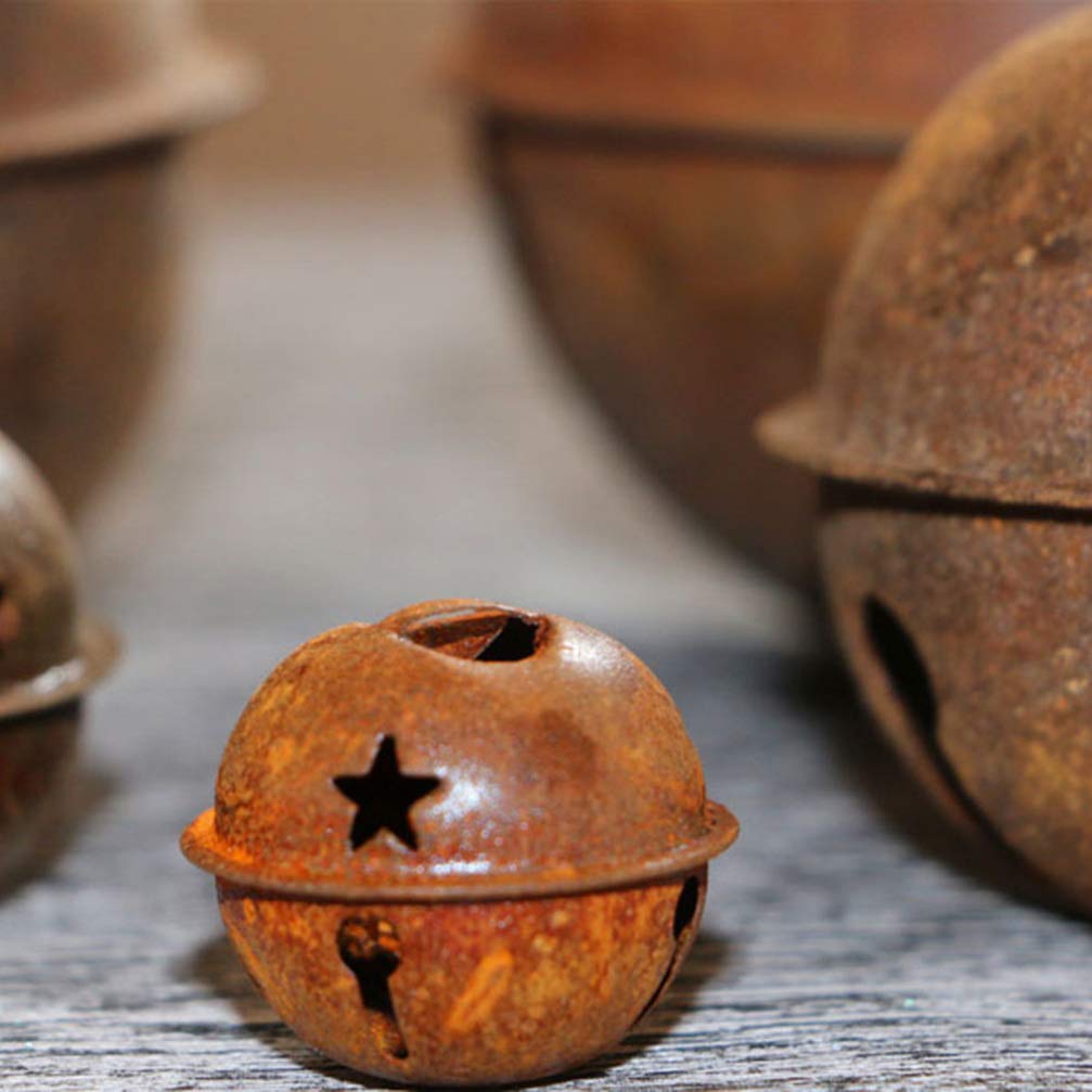 ULTNICE 12Pcs Rustic Metal Jingle Bells 1.6 Inch Star Cutout Christmas Tree Pendant Ornaments for Diy Holiday Crafts Wreaths Decorations - Image 3