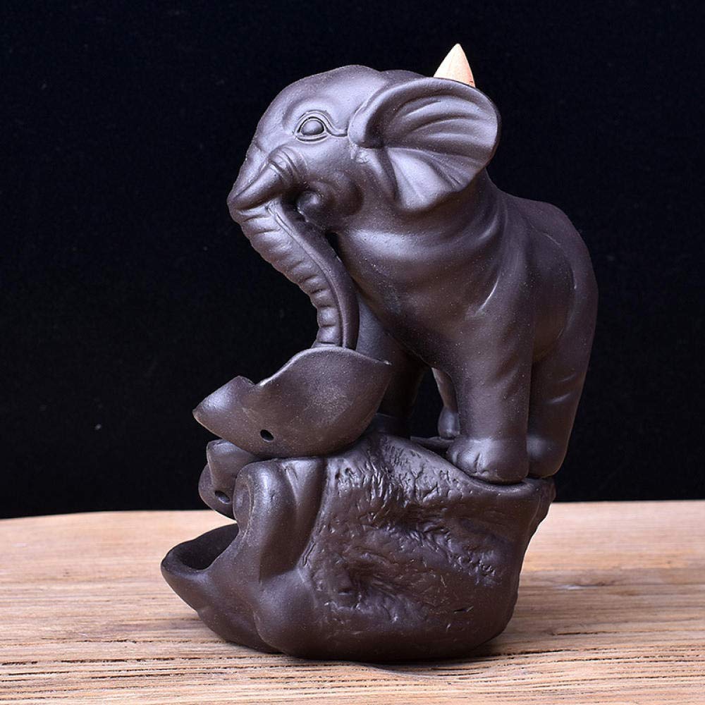 Bruciatore Di Incenso A Cascata Con Statua Elefante In Ceramica – Porta Incenso Per Coni A Riflusso, Idea Regalo Elegante