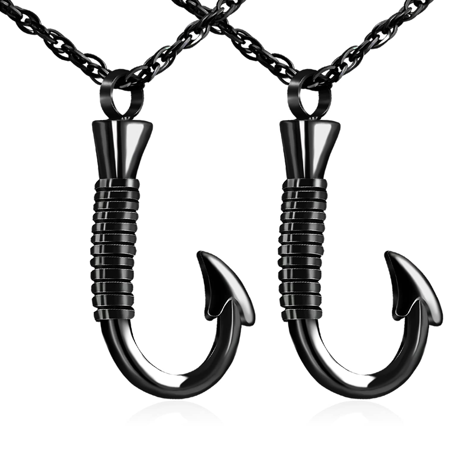 abooxiuFishing Hook Urn Necklace for Ashes Fish Hook Stainless Steel Cremation Jewelry Memorial Pendant Keepsake for Men