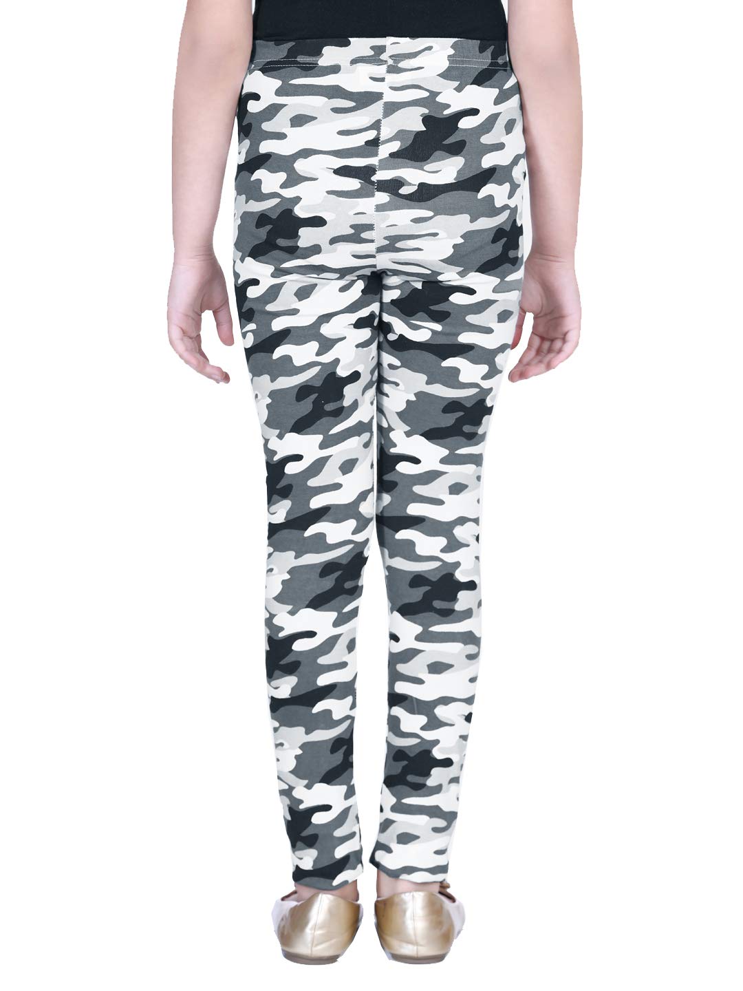 Naughty Ninos Leggings da bambina bianchi e grigi con stampa mimetica alla caviglia, da 2 a 12 anni