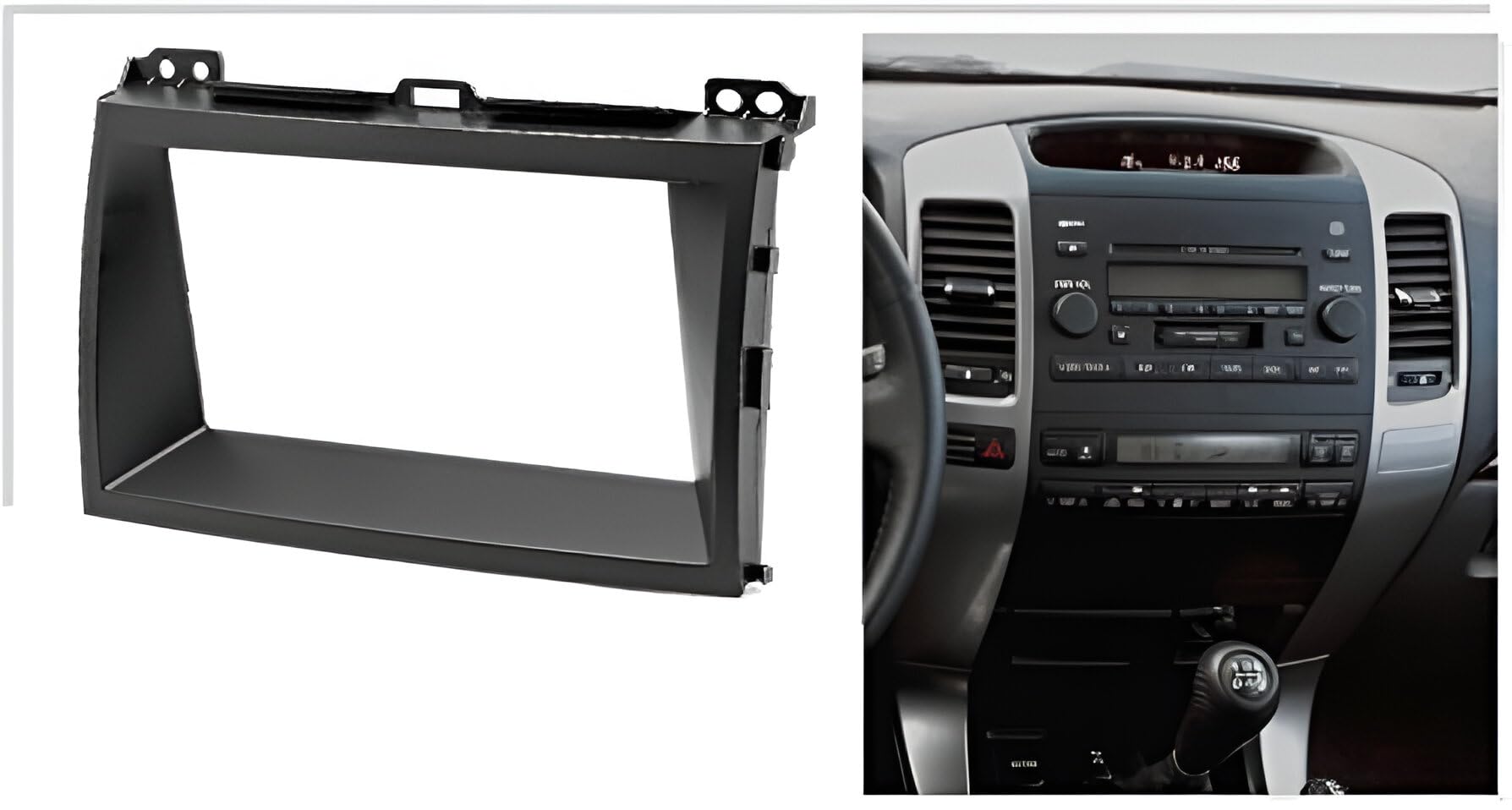 Marco Adaptador 2 DIN Para Toyota Land Cruiser 120 (2002) - Compatible Con Radios De Coche, Plástico Negro