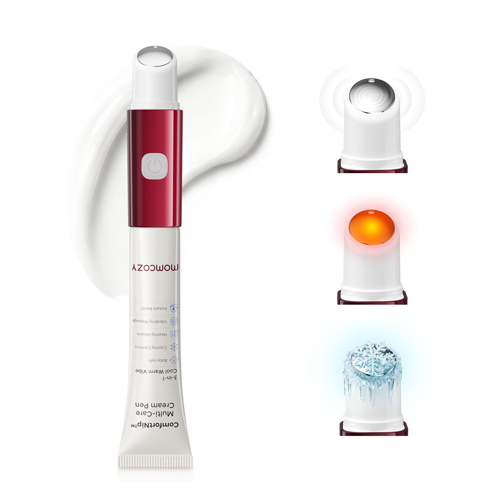 Momcozy ComfortNip Brustwarzensalbe Stillen, 3-in-1 Wärme-/Kühl-/Vibrations-Brustwarzensalbe-Stift | Berührungsfreier Kopf aus 316er Stahl, pflanzliche Stillcreme, wiederaufladbares, tragbares