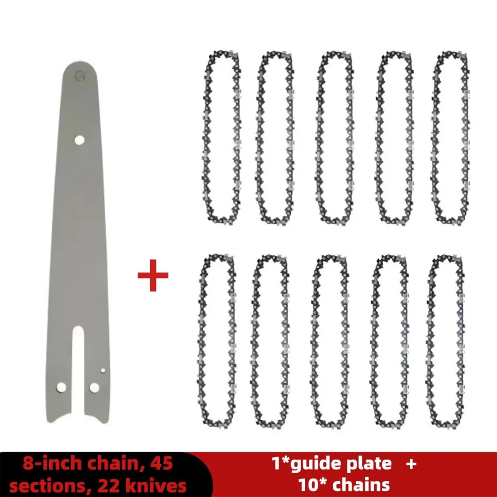 Juego de cadena sierra guía motosierra 8 pulgadas, 45 eslabones transmisión eléctricos 1/4 pulgadas p para cadenas repuesto cortador madera Cadena de corte de madera(8inch Set3)