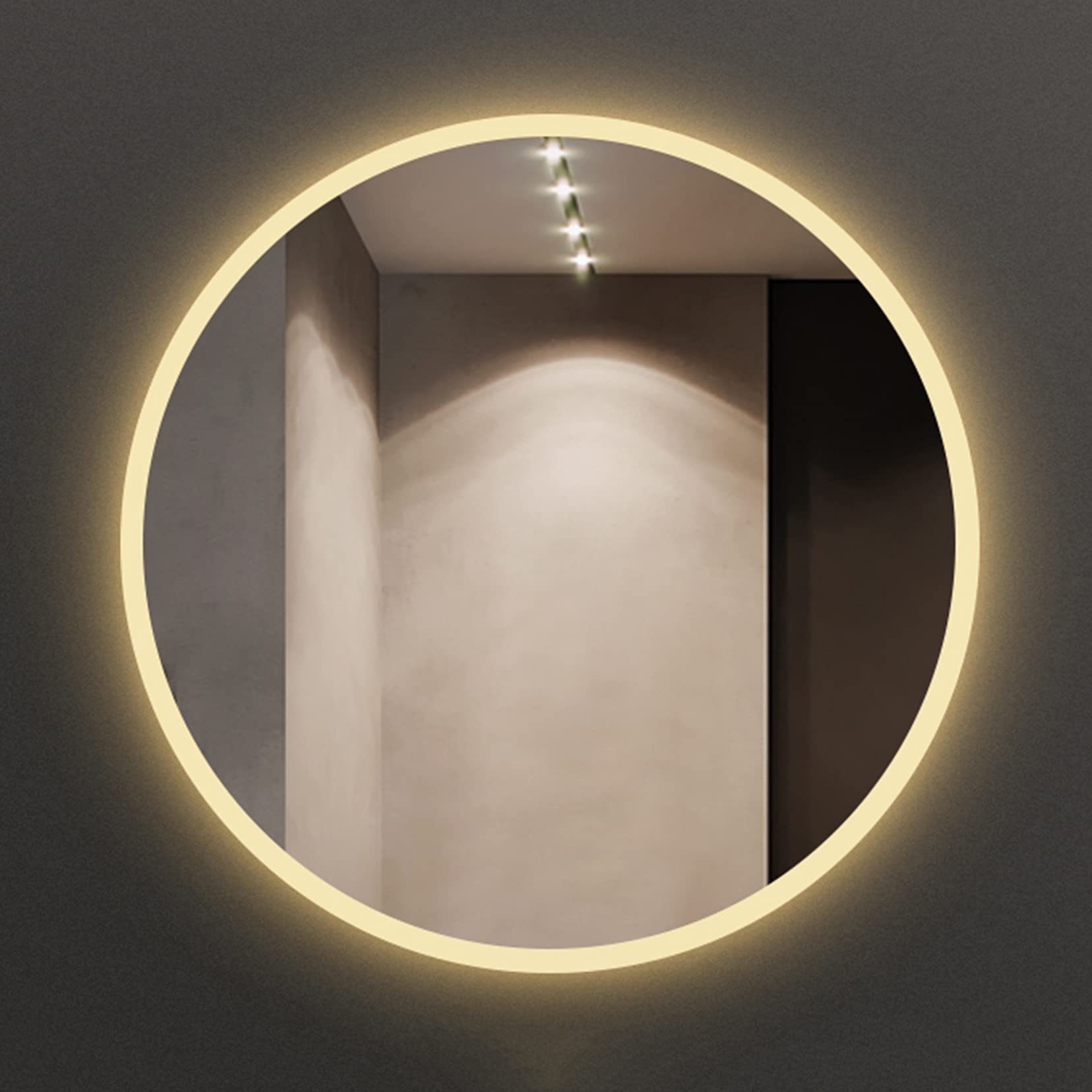 Miroir salle de bain rond LED 60 cm haut de gamme avec double éclairage ajustable