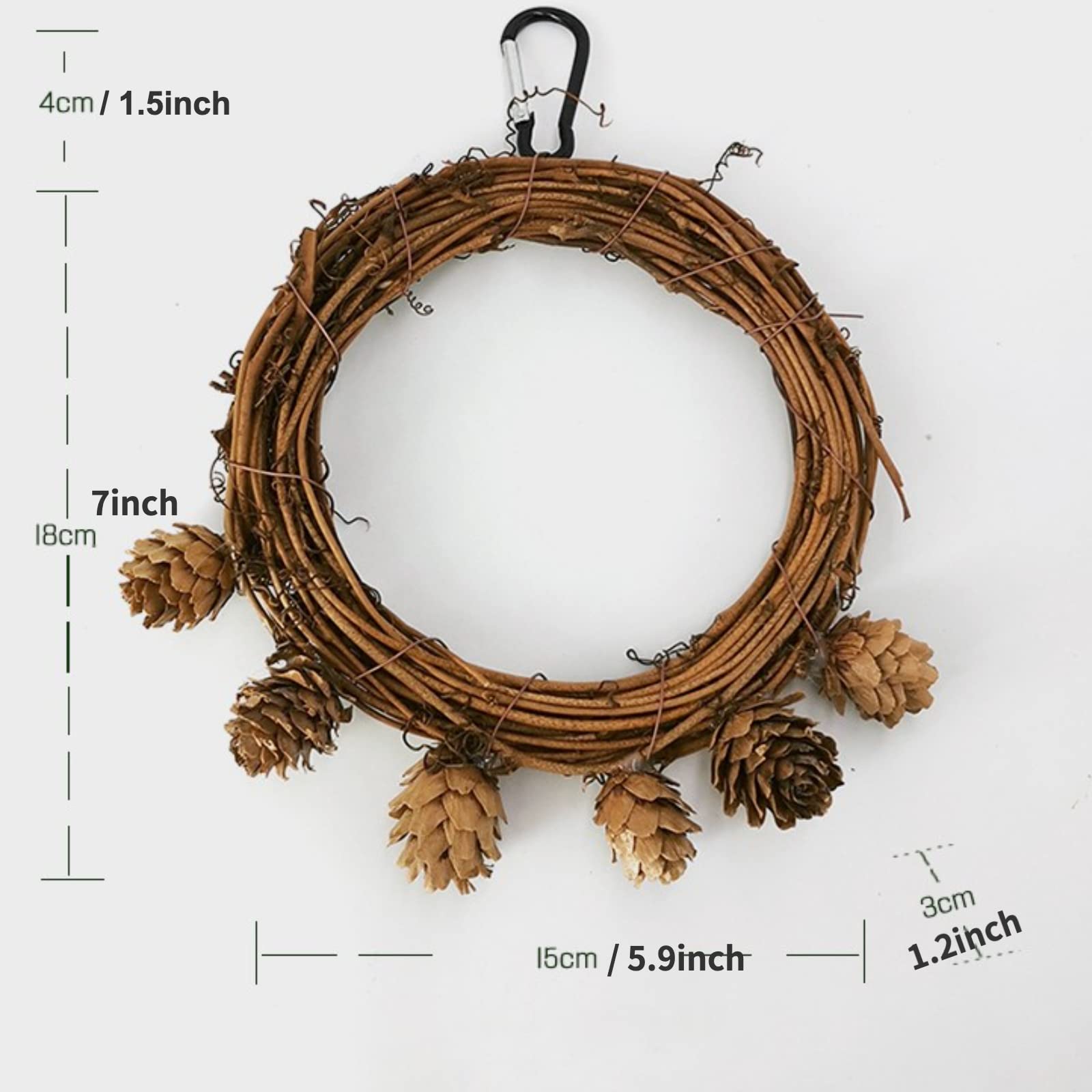 Hanging Bird Cage Swing Toy Natural Wood Parrot Perch Swing Hanging Bird Perch with Stand Small Wood Bird Toys Cockatiel Cage Accessory for Finch Budgie Conure (Without Lotus Flower)