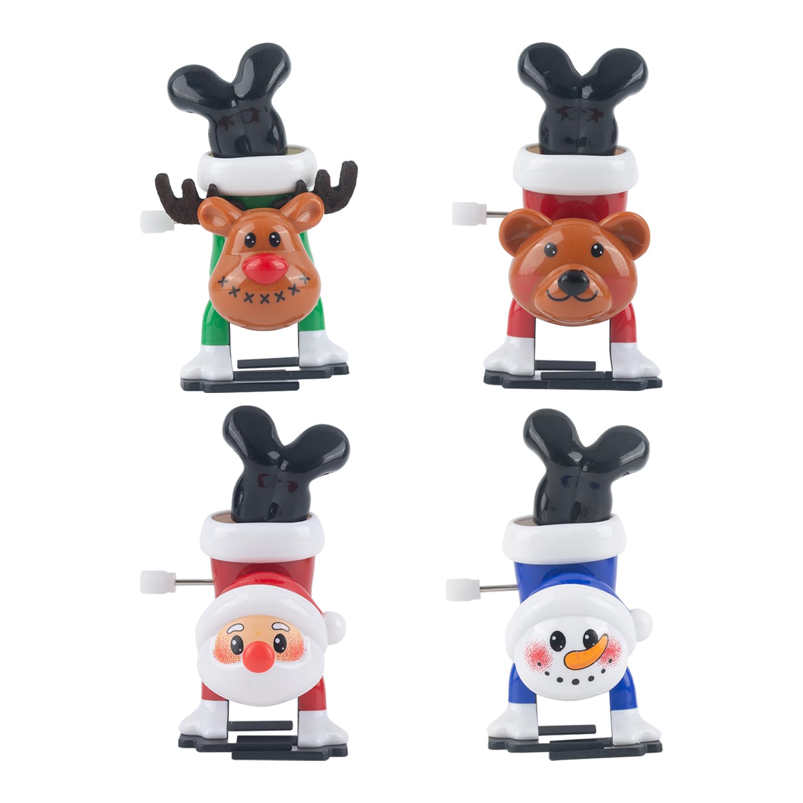 Pack De 4 Juguetes De Cuerda Navideños – Muñeco De Nieve, Santa, Reno Y Oso | Divertidos Regalos Para Rellenar Calcetines