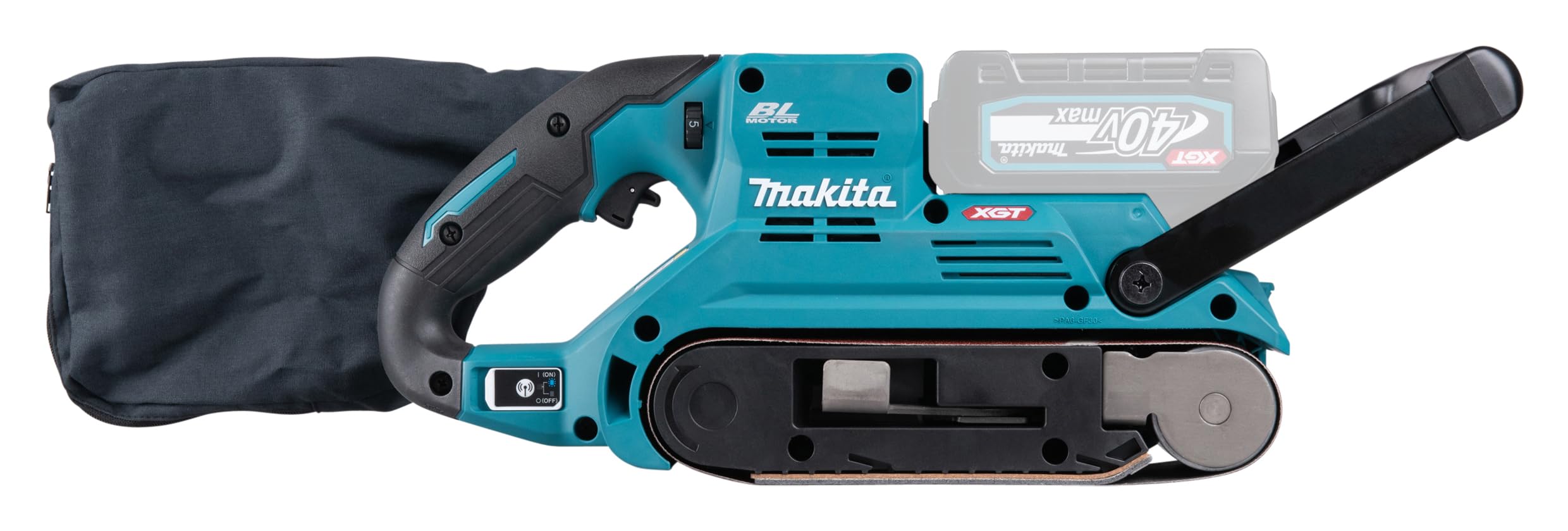 Makita BS001GZ - Smerigliatrice a nastro, 40 V max, larghezza di banda 76 mm, senza batteria e caricatore