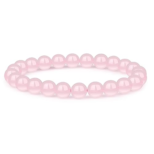 Crystal Vibe Rose Quartz Crystal Bracelet - 8mm Stretchable Rose Quartz Bead Bracelet for Women & Men