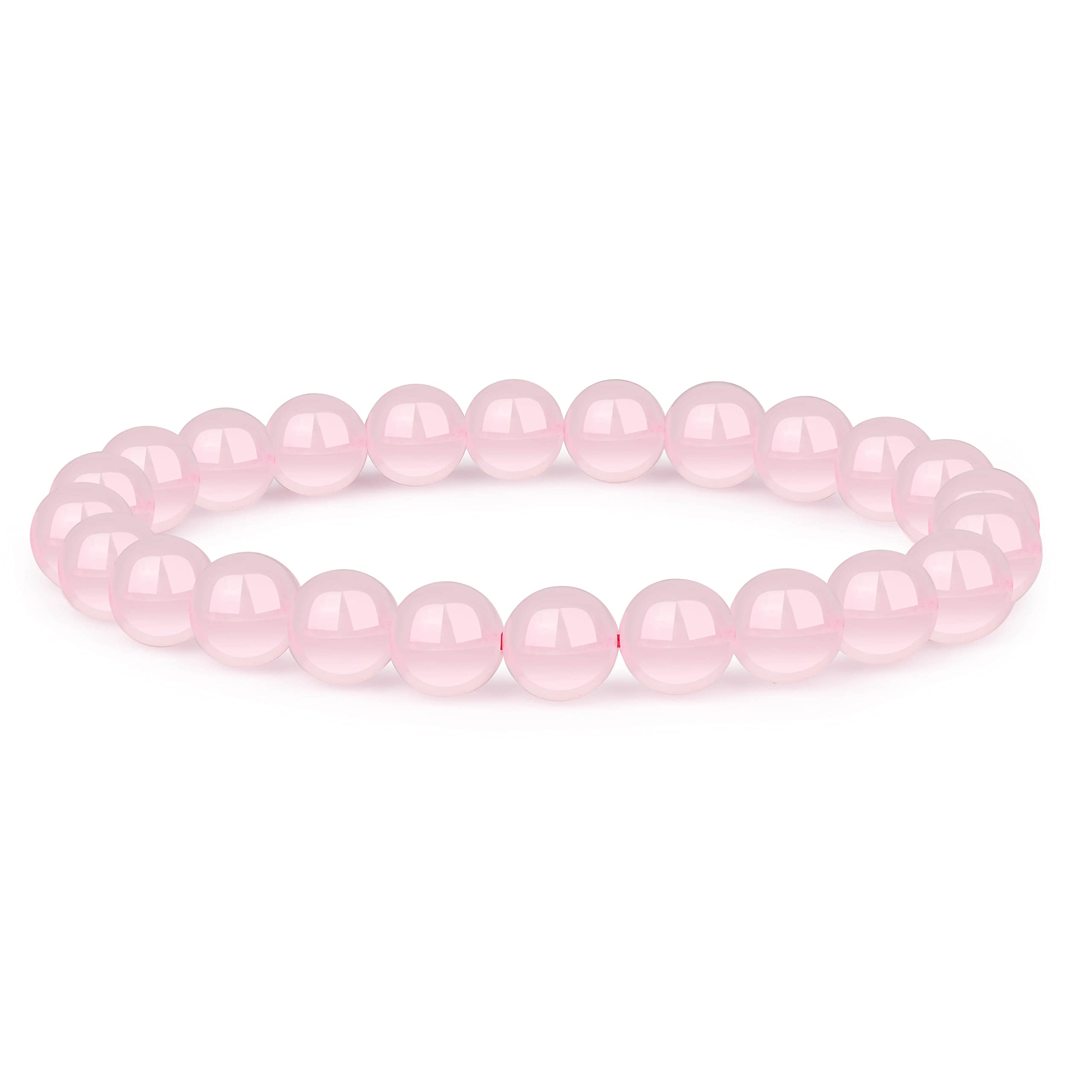 Bracelet extensible en cristal de quartz rose de 8 mm pour homme et femme