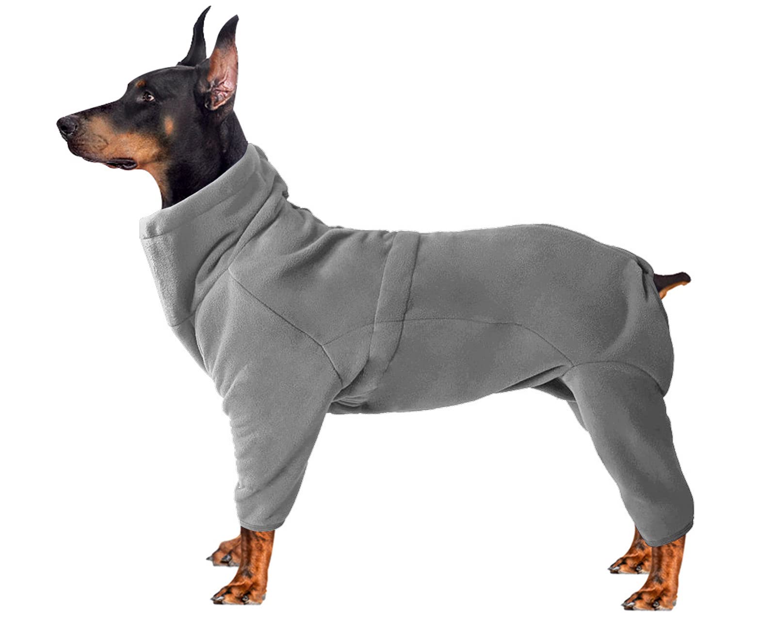 Cosy Fleece Coat for Dogs,Full body Jumper with four leg,adjustable dog onesie with zipper closure,Winter Clothes ideal for Pet Dog Outdoor or Indoor,for small medium large breed-Gray-XS