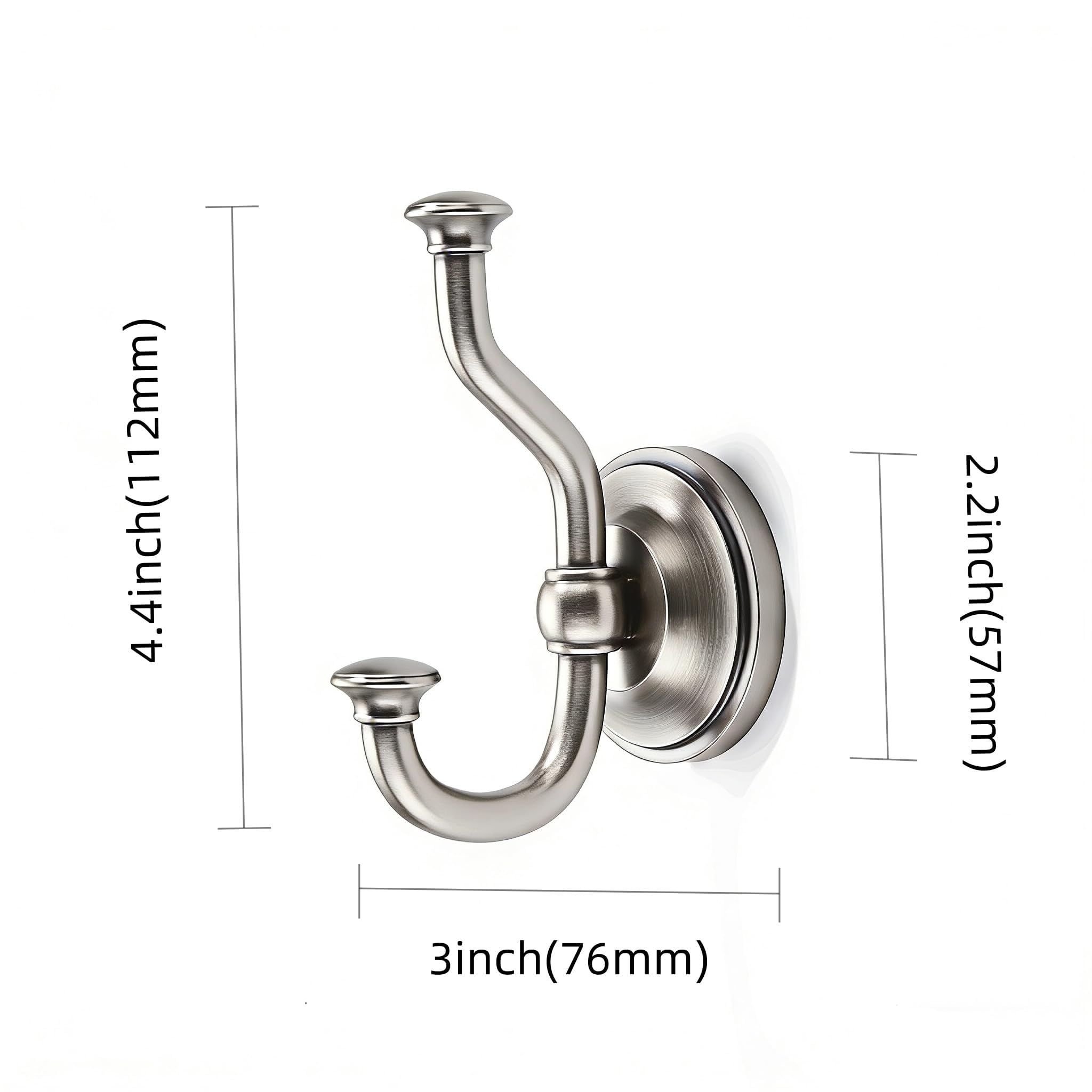 KHTUMEWARE-KH318 Brushed Nickel Coat/Robe Hooks in Brushed Nickel — KHTUMEWARE
