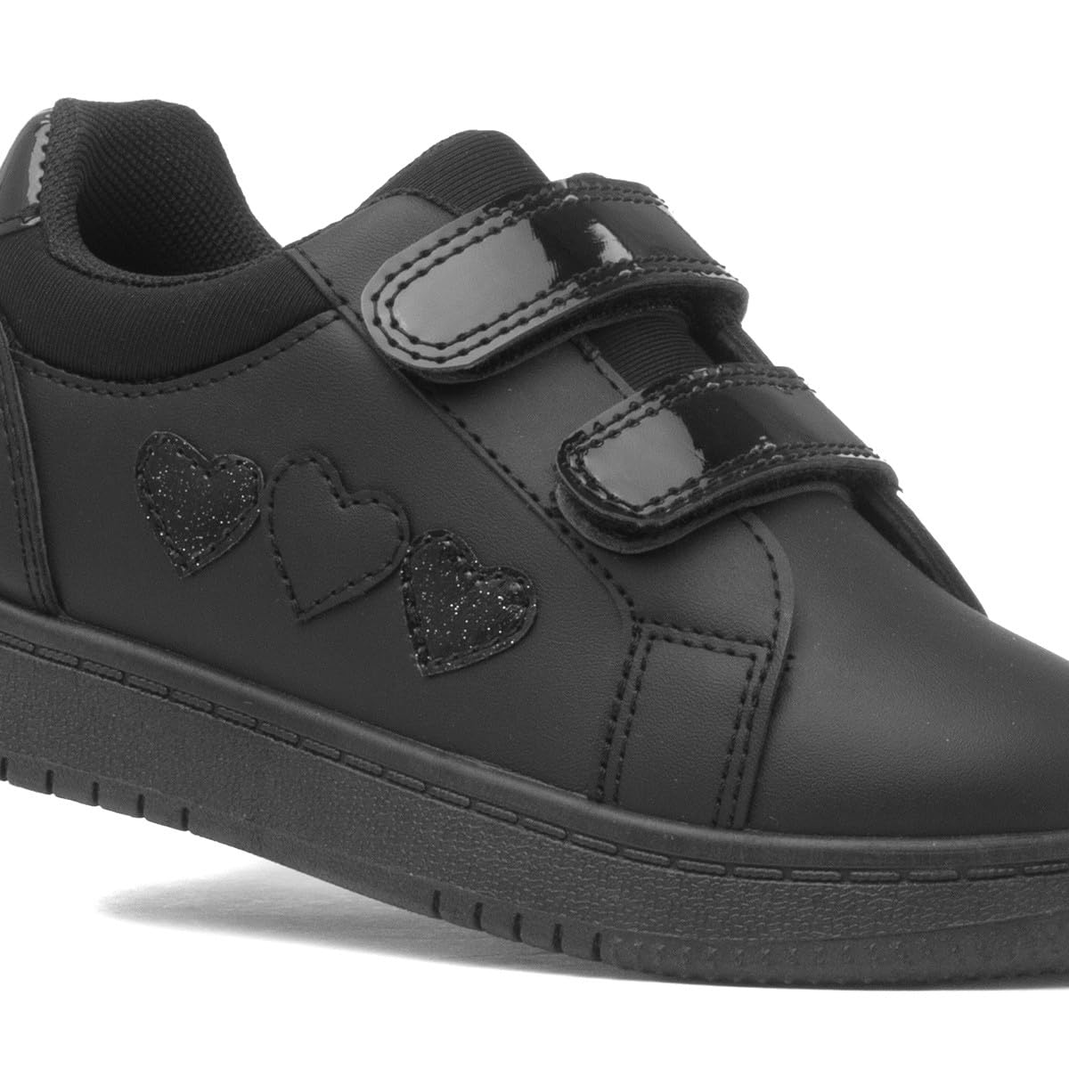 XL Kids Black Double Easy Fasten Heart Trainer — view 6