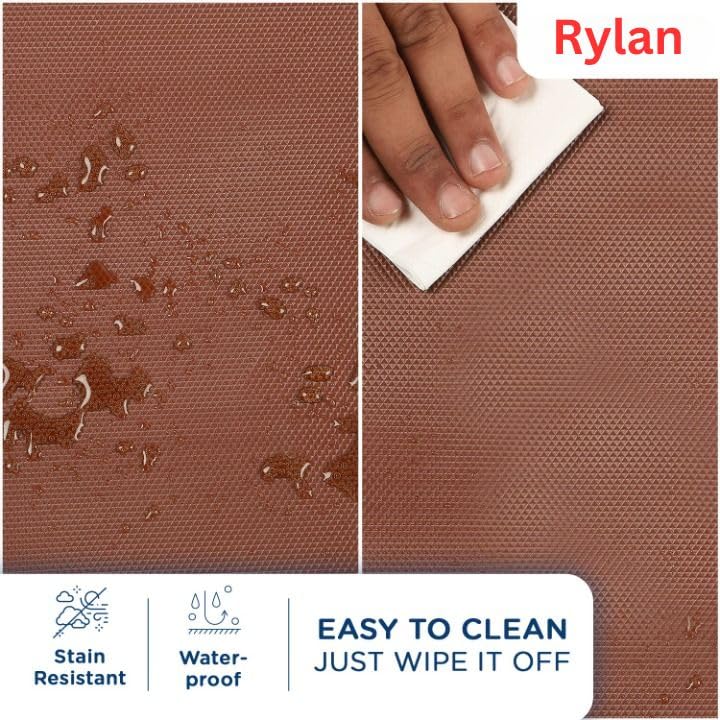 Image of Rylan (45 cm x 5 m) Multipurpose Anti-Slip Mat, Sheet for Fridge, Kitchens, Cupboard, Drawers, Shelf Liner | Super Strong EVA, Water Resistant (Diamond Texture, Brown)