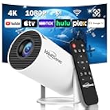 WellSonic Mini Projector Support 4K, 200 Ansi Outdoor & Home Movie Portable Projector with Wifi6 and 5.0 Bluetooth, Automatic Keystone Correction, 180°Rotatable, Compatible with HDMI USB PC Laptop