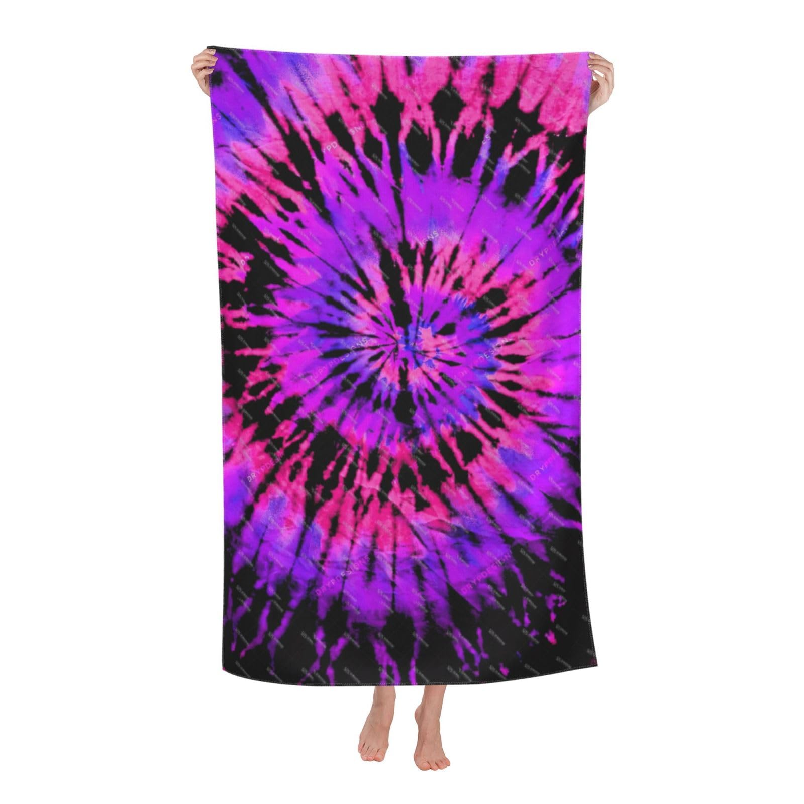 LSRCPD Beach Towel Purple Black Swirl Tie Dye Microfiber Beach Towels Blanket Oversized Tropical Big Extra Large XL Pool Towels Quick Dry Sandproof for Women Girls Kids