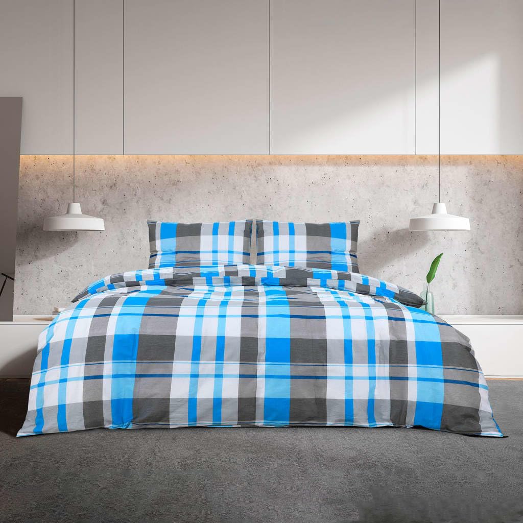 Generico Set Copripiumino Blu e Grigio 260x240 cm in Cotone,Casa e Giardino,Biancheria,Lenzuola e Coperte,Copripiumini-136068