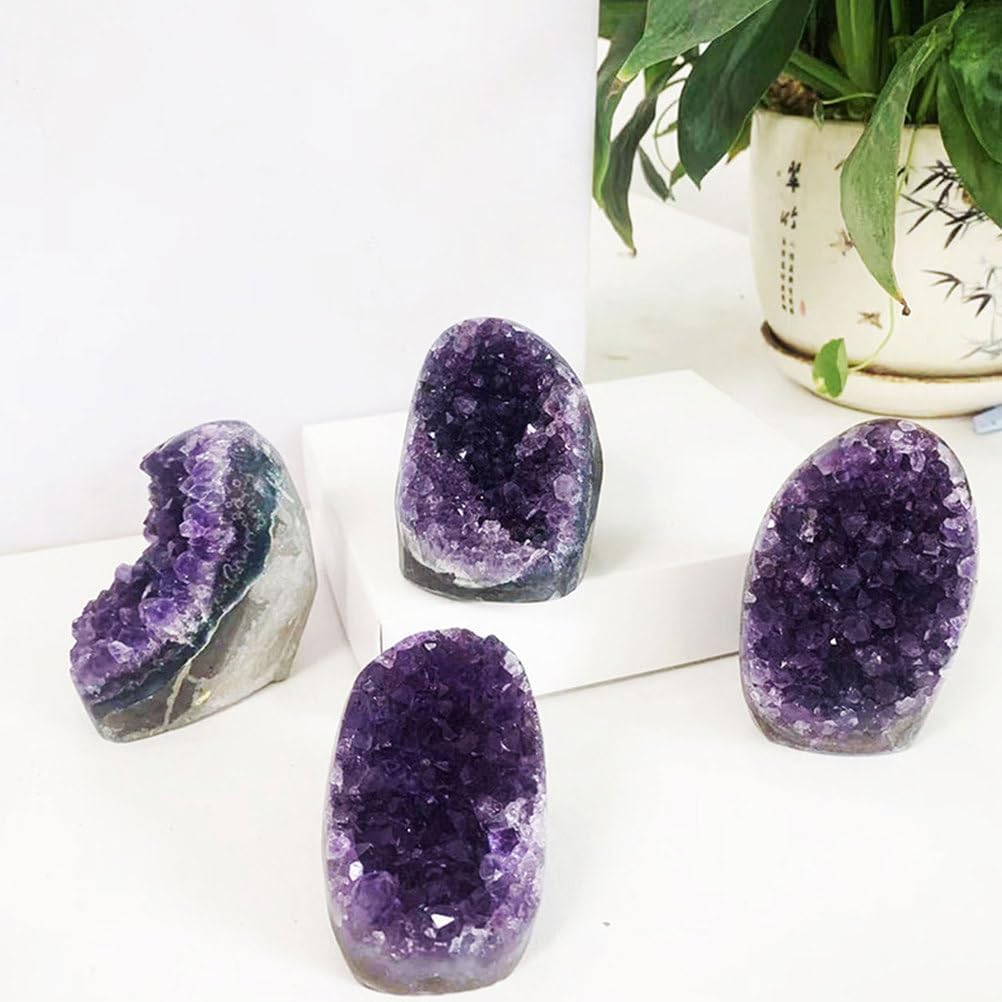 Amethyst Cluster Purple Amethyst Crystal Geode Crystals and Stones Home and Office Desktop Ornaments,100~150g