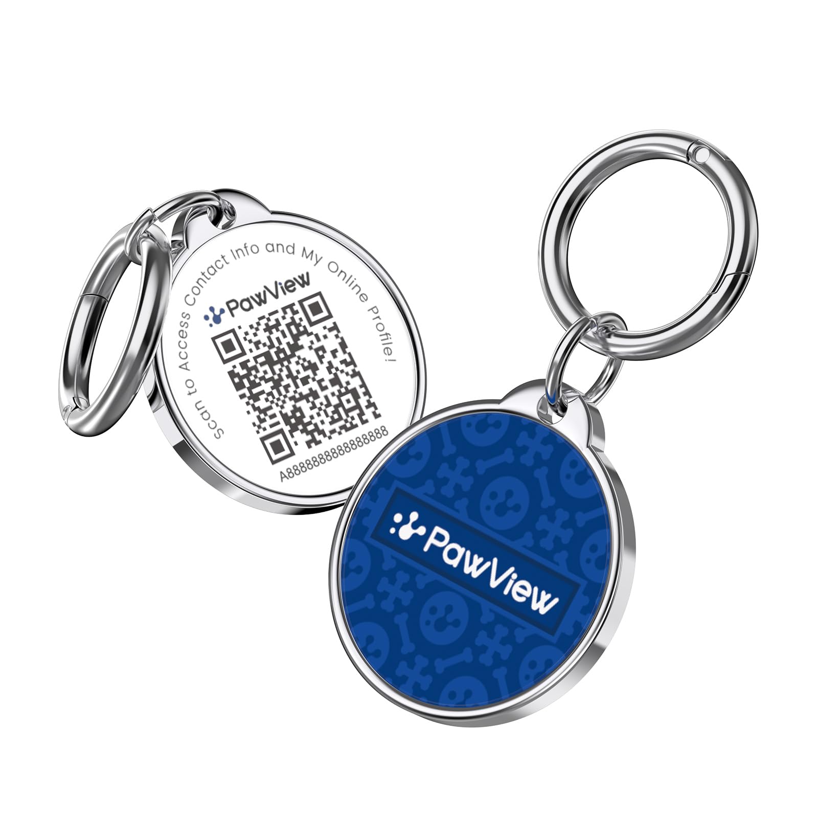 PawView Hundemarke mit QR Code, personalisierbare digitale Hundemarke, wasserdichter leichter Haustier ID Anhänger mit sicherem Clip-Ring, smartes Haustierprofil, für Hunde & Katzen