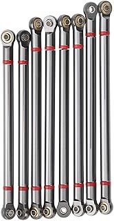 8Pcs Servos Pull Rod, Axial SCX10 1/10 RC Car Crawler Aluminum Alloy 313MM Wheelbase Upgrade Parts Link Rod Chassis Linkage(Black)