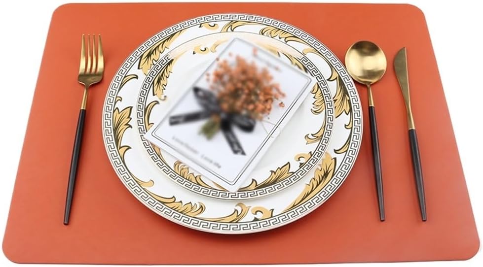 VIDI Home Leather Placemat Table Set with Waterproof, Oil-Proof and Heat-Insulating Mat