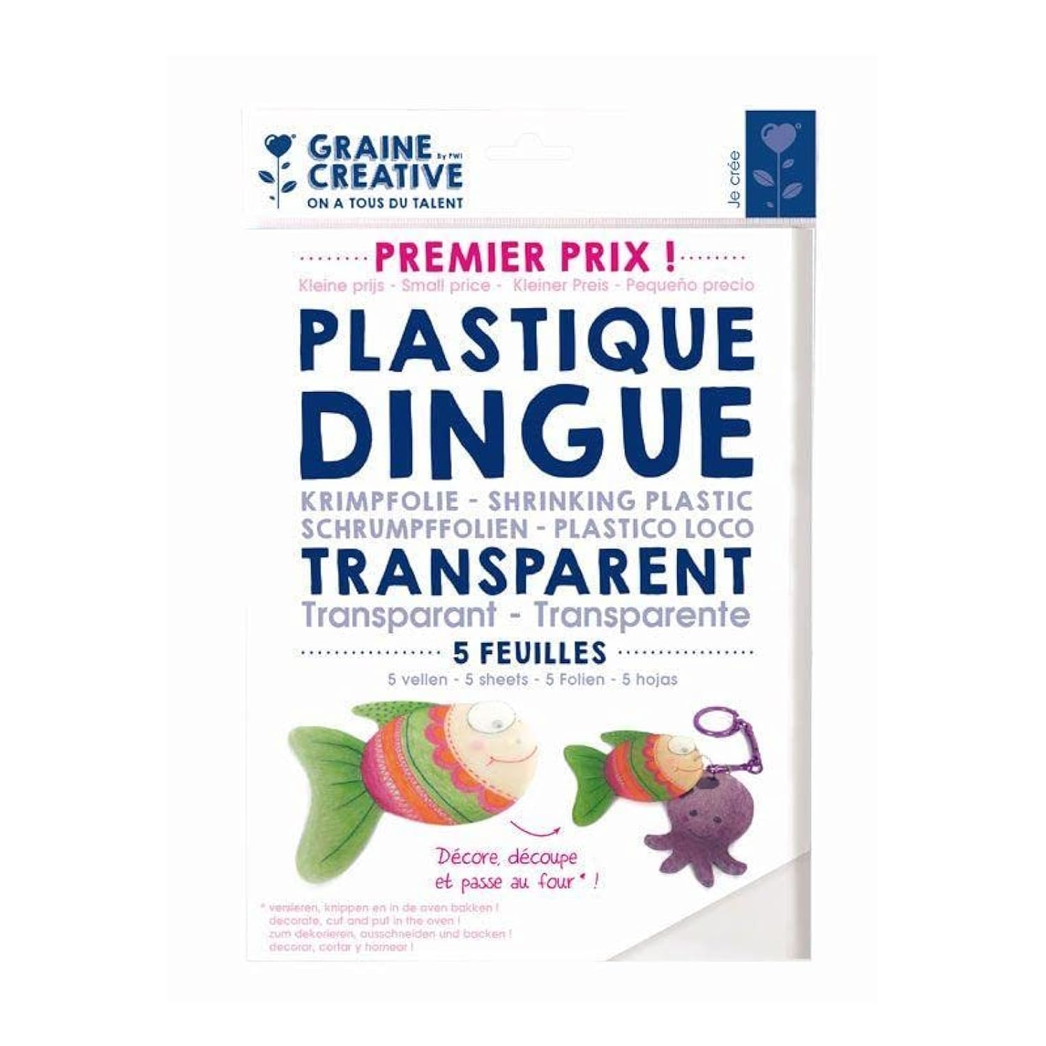 Graine Créative 5 Sheets of Crazy Plastic - 26.2 x 20.2 cm