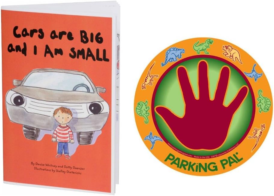 | Toddler Safety Car Magnet & Dinosaur Book Combo | Parking Lot Safety Tool for Kids