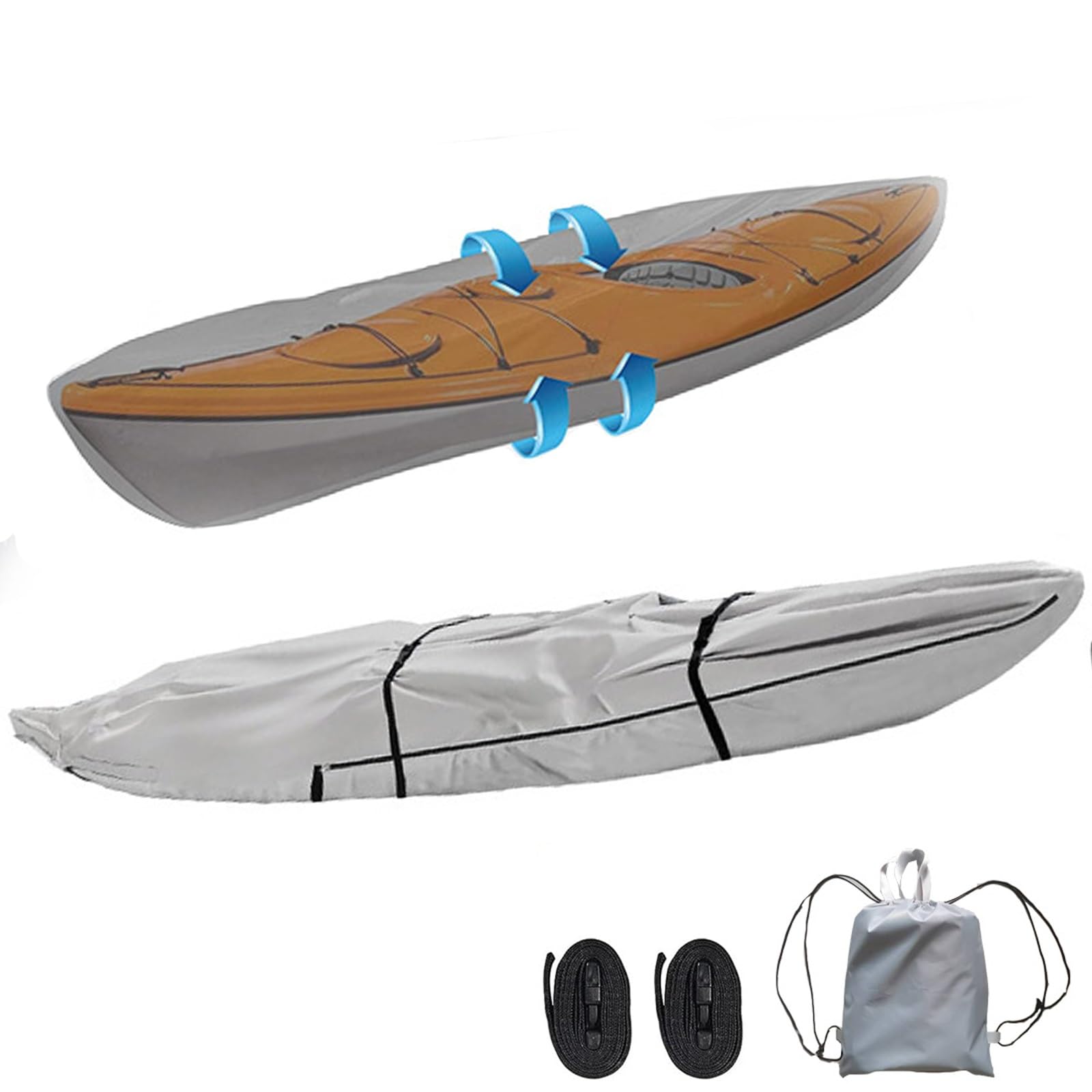 Durable Kayak Covers 10 ft-18ft Kayak Canoe Cover with Zip Outdoor Storage Waterproof UV Protection Shield Kayak Cover Canoe Covers for Kayaks Cover(