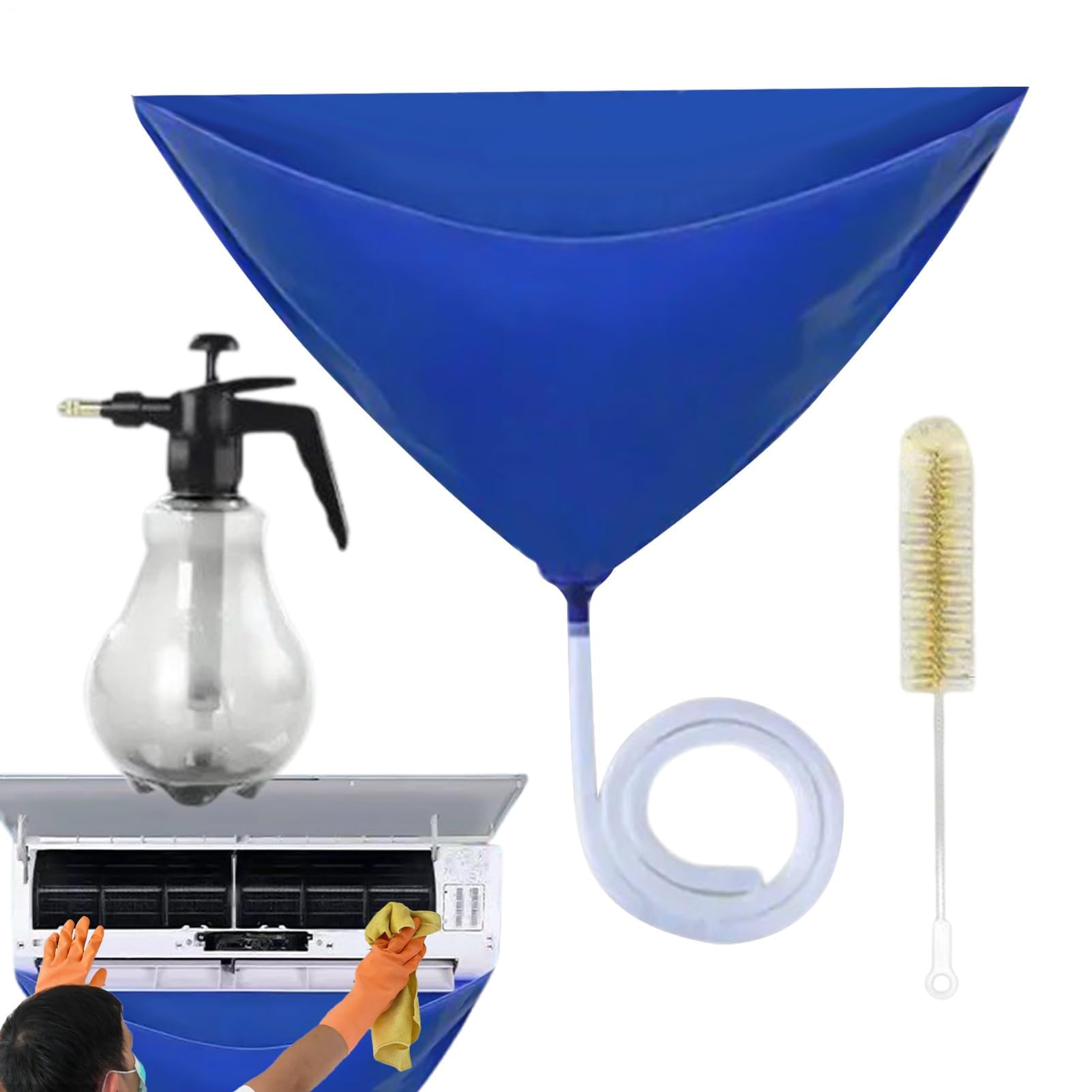 Genérico Kit de Limpieza para Aire Acondicionado, Bolsa Impermeable para Aire Acondicionado Split, Bolsa con Drenaje, Cepillo y pulverizador.