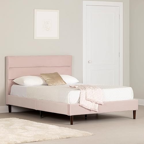 Miniatura 2 de South Shore Maliza - Cama completa tapizada con plataforma, matrimonial, color rosa