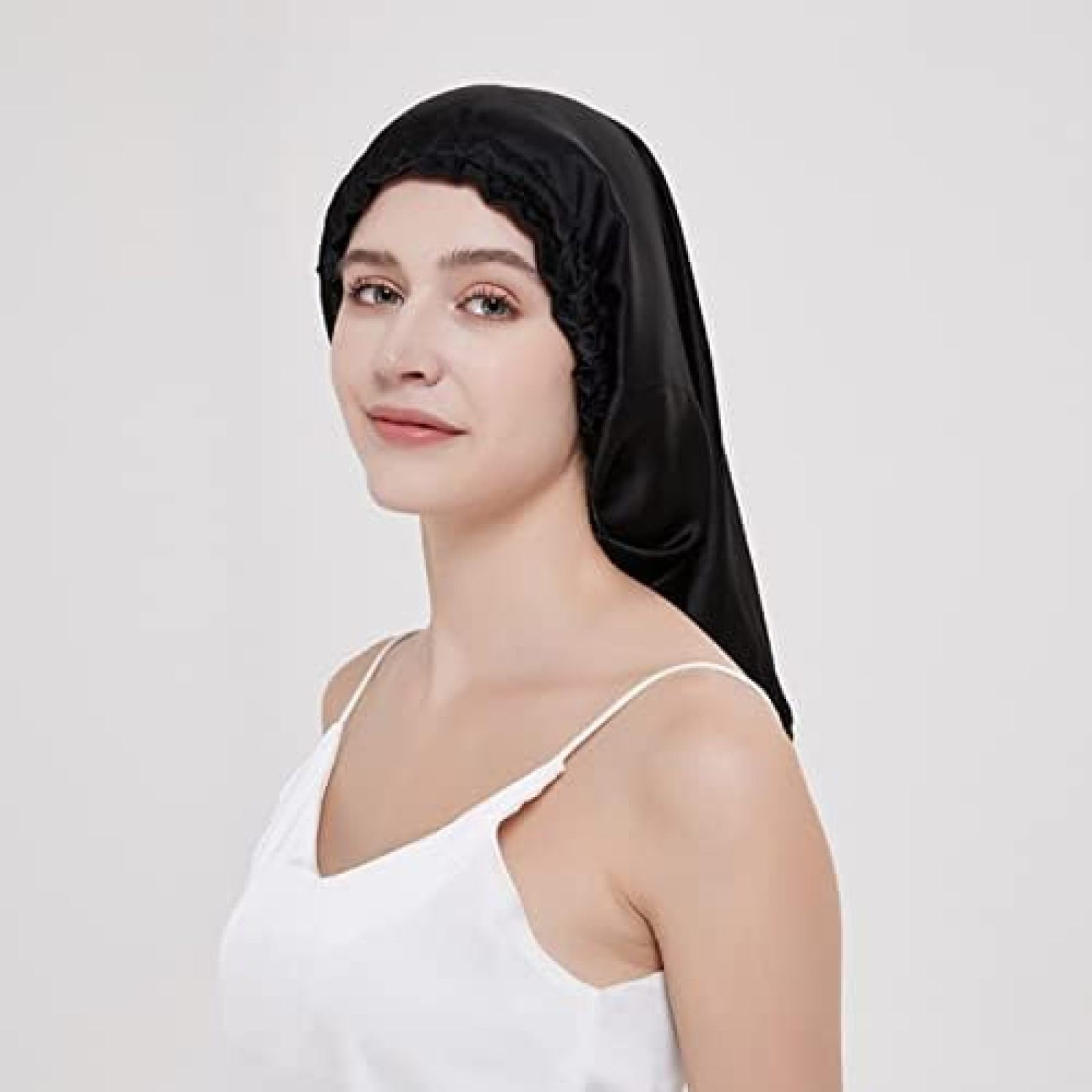 DIE Satinhaube Zum Schlafen, Haarhaube Aus 100% Seide, Verstellbar Für Haare, Lange Seidenhaarwickel,Sekt,Einstellbar,Constructive23