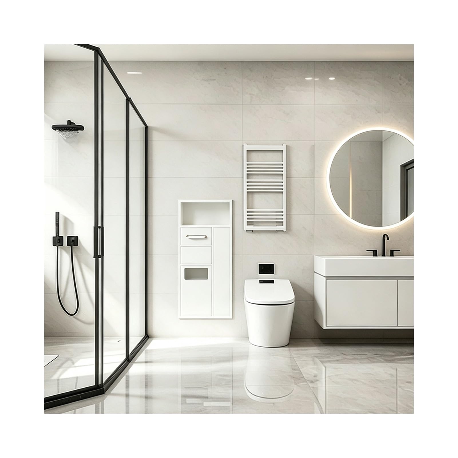 Znqndsr White Recessed Toilet Niche, Hidden Wall-Mounted Tissue For Bathrooms