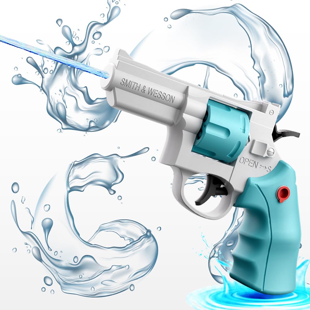 Photo 1 of Classic Revolver Water Gun, Non-Electric Realistic Minor Leakage Swimming Pools Water Gun for Kids and Adults, Summer Water Gun Pistol Gifts for Child (Blue)