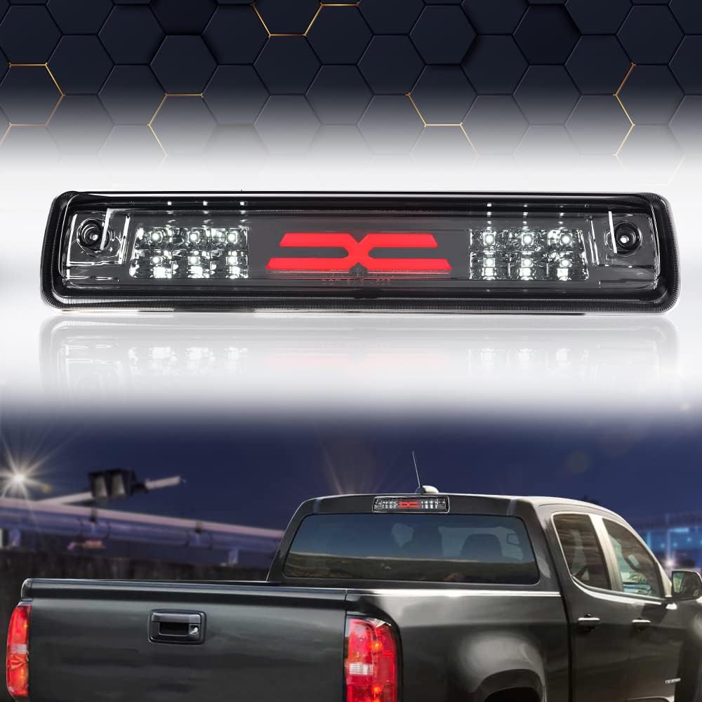 PIT66 3rd Brake Light, Compatible with 2015-2018 Colorado/Canyon X Type Led Bar High Mount Stop Light Rear Tail Cargo Lamps Tea Cover White Housing