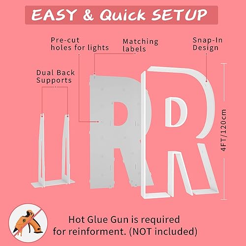 Miniatura 3 de Letras luminosas R de marquesina de 4 pies, letra grande de marquesina para baby shower, cumpleaños, compromiso, boda, decoración de fiesta