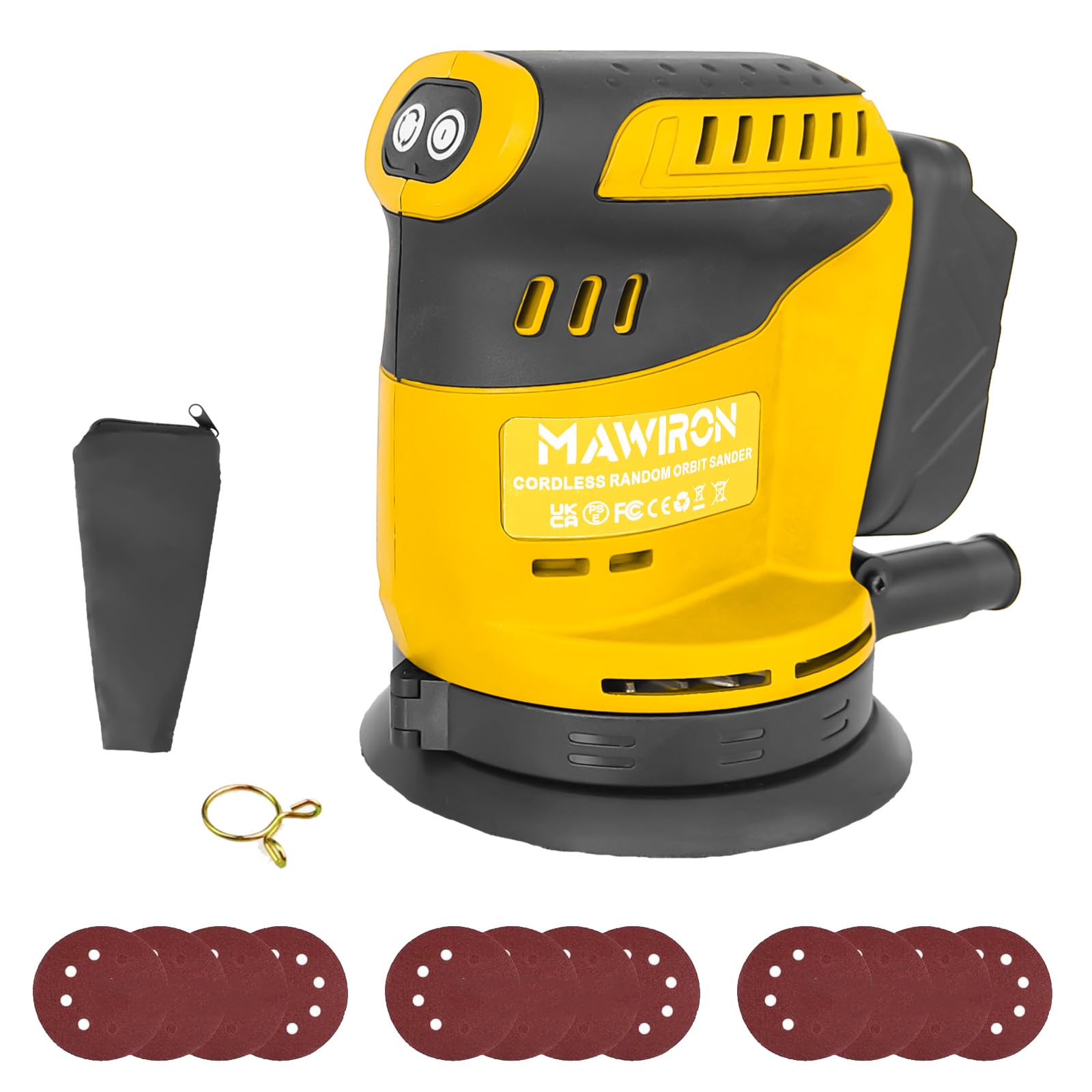 Cordless Orbital Sander for Makita 18V Battery, Random Orbital Sander, 13000RPM 3 Variable Speeds, 12Pcs Sandpapers, Electric with Dust Collection